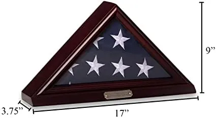 Bey-Berk Custom Personalized Solid Wood Triangle Glass Front Flag Display Case, Holds 3ft by 5ft Flag, Not Suitable for Burial or Memorial Flag (Mahogany) (Mahogany)