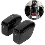 Hard Motorcycle Saddle Bags Saddlebags w/Mounting Kit Compatible with Harley Davidson Honda Shadow Kawasaki Vulcan VN Black Hard Trunk Saddlebags