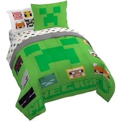 Sunny Side Up Minecraft Creeper Twin Comforter Set