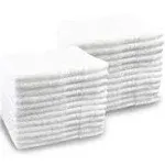 24-Pack White Thin 100% Cotton Towel Washcloths, Lightweight, Commercial and ...