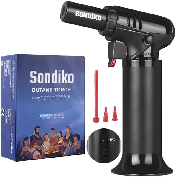 Sondiko Butane Torch with Fuel Gauge S907, Refillable Soldering Torch Lighter 