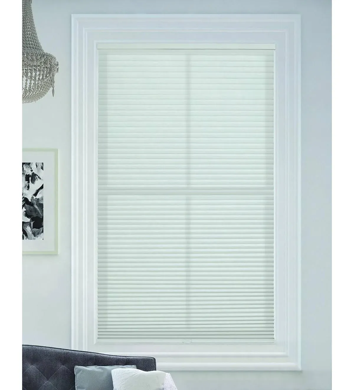 Blindsavenue Cordless Light Filtering Cellular Honeycomb Shade, 9/16" Single Cell, White - 18.5" W x 48" H