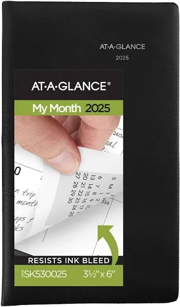 AT-A-GLANCE® DayMinder Pocket-Sized Monthly Planner, Unruled Blocks, 6 x 3.5, Black Cover, 14-Month: Dec 2024 to Jan 2026 (AAGSK5300)