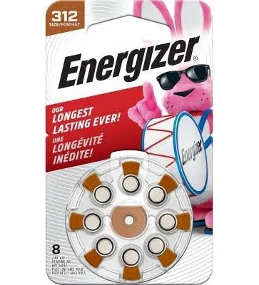 Energizer Hearing Aid Batteries AZ312DP-8 size 312 Exp. 2024-04