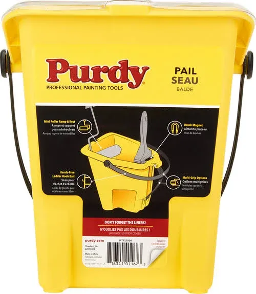 Purdy 14T921000 Yellow 1 qt. Capacity Paint Pail 9 L x 9 H x 6.5 W in.