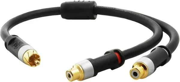 Mediabridge Ultra Series RCA Y-Adapter (12 Inches) - 2-Male to 1-Female for Digital Audio or Subwoofer - Dual Shielded with Gold-Plated Ultra Series RCA Connectors - Black (Part# CYA-2M1F-P)