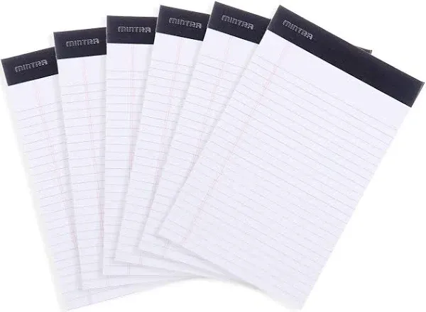 Office Legal Pads basic White 6pk 8.5in X 11in Narrow Ruled 50 Sheets Per No