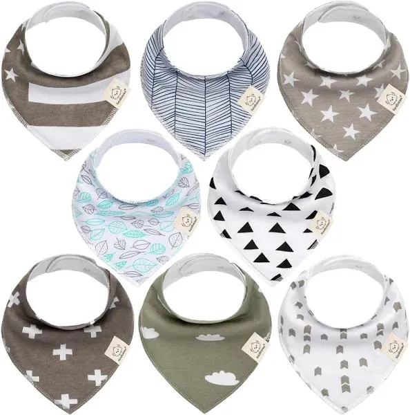 KeaBabies 8-Pack Organic Baby Bandana Bibs