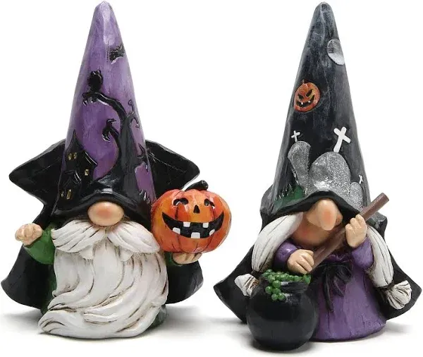 Hodao 2pcs Halloween Gnomes Decorations Handmade Scandinavian Gnomes Ornaments Halloween Witch Decor Halloween Gnomes Figurines Decor Halloween Pumpkin Home Table Decorations Gifts (Black)