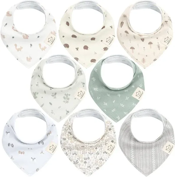 8-Pack Organic Baby Bandana Drool Bibs for Girls - Super Absorbent Baby Bibs for Baby Girls, Baby Boys, Soft Cotton Bandana Bibs, Baby Drool Bib, Teething Bibs for Infant, Toddler, Bib Girl (Prairie)