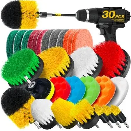 Holikme Drill Brush Attachments Set Scrub Pads & Sponge