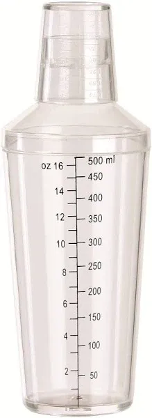 Winco BS-16PC Clear Plastic Bar Shaker 16 oz