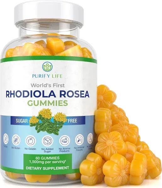 Sugar-Free Rhodiola Rosea Gummies 1500mg/Serving Adaptogenic Rhodiola Rosea S...