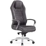 Zuri Furniture Modern Ergonomic Sterling Leather Executive Chair with Aluminum Base