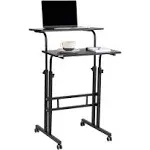 Mind Reader Mobile Sitting, Standing Desk, Black