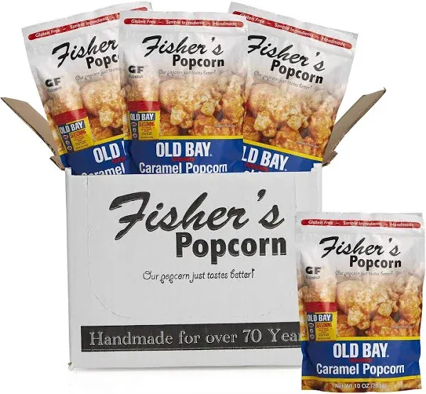 Fisher&#039;s Popcorn | Old Bay Caramel Flavor | 11oz Tub