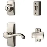 Door Lever with Keyed Deadbolt Lock for Storm and Screen Doors, Satin Nickel ...