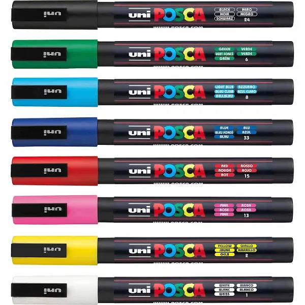 Basic Color Posca PC-3M Paint Markers - 8 Piece Set