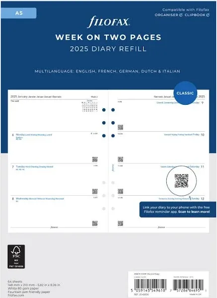 A5 Week on two pages 5 Language 2025