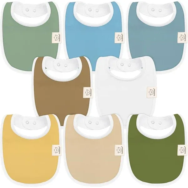 8-Pack Organic Baby Bibs for Baby Girls, Baby Boys - Cotton Cloth Baby Boy Bibs, Baby Girl Bibs for Drooling and Teething, Absorbent Drool Bibs for Spit Ups, Toddler Bib, Newborn Infant Bibs (Basics)