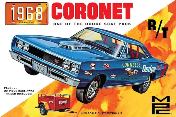 MPC 1968 Dodge Coronet Hardtop with Trailer