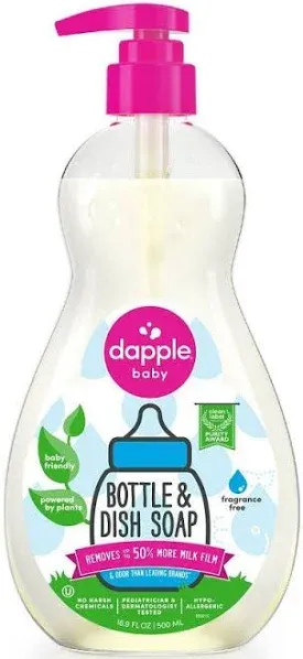 Dapple Baby Bottle and Dish Soap for Baby Products, Fragrance-Free<wbr/>, 16.9 fl oz