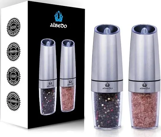 Gravity Electric Salt and Pepper Mill Set with Adjustable Coarseness Automati...