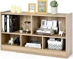 Tangkula 2-Tier 5-Cube Open Shelf Storage Bookcase - Versatile Wooden 