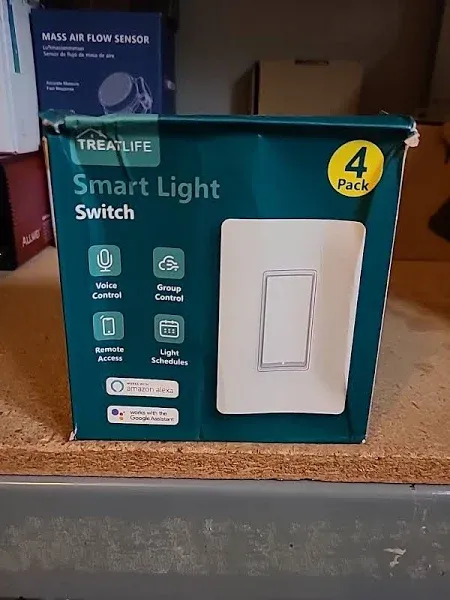 TREATLIFE Smart Single Pole Switch 4 Pack, Smart Switch Works with Alexa/Google