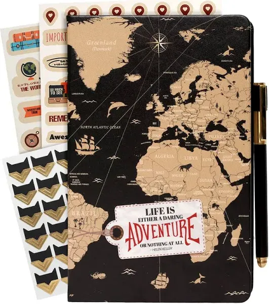 3-in-1 Prazoli Couples Adventure Book Travel Journal & Bucket List Scrapbook