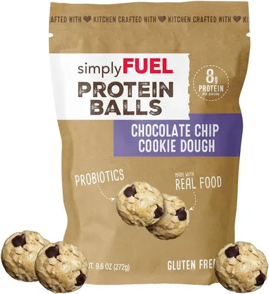 simplyFUEL Whole Food Protein Balls with Probiotics Chocolate Chip Cookie Dough Protein Snacks