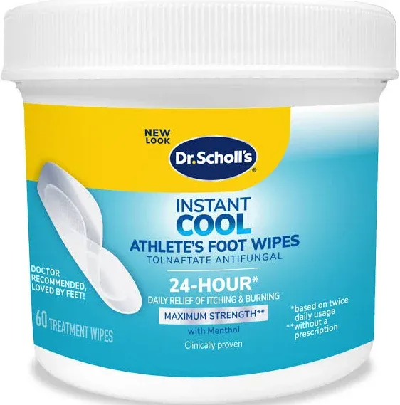 Dr. Scholl&#039;s Instant Cool Athlete&#039;s Foot Wipes 60 Ct - New &amp; Sealed Exp 2/24