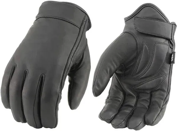 Milwaukee Leather MG7522 Men's Black Leather Waterproof Cruiser Motorcycle Hand Gloves W/Gel Padded Palm