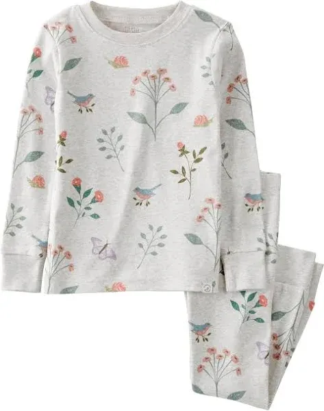 Little Planet Toddler Organic Cotton Botanical Butterfly Print Pajamas Set