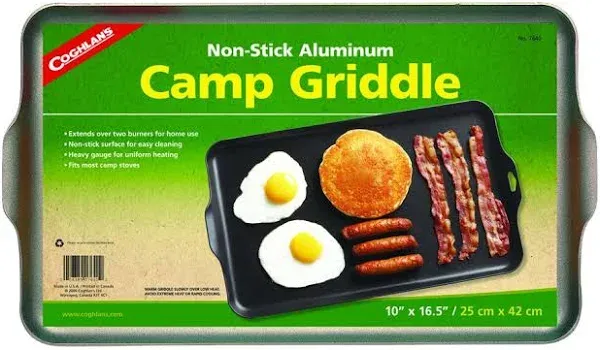 Coghlans 10 In. x 16.5 In. Non-Stick Aluminum 2-Burner Camp Stove Griddle 2540