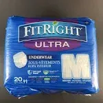 Medline - FitRight Ultra Protective Underwear, Medium, 28" to 40" Waist, 20/Pack