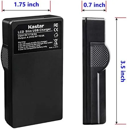 Kastar Battery (X2) & LCD Slim Charger for NP-BY1 EN-EL11 LI-60B DLI-78 DB-L70 DB-80 and Sony Action Cam Mini HDR-AZ1 Nikon Coolpix S550 S560 Olympus FE-370 Optio L50 M50 M60 S1 V20 W60 W80