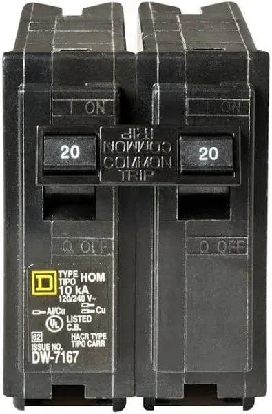 Square D Hom220cp 20A 2P Plugon Circuit Breaker