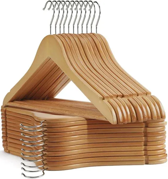 HomeIt 30 Pack Natural Wood Clothes Hangers