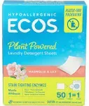 ECOS Plant Powered Laundry Detergent Sheets Magnolia &amp; Lily 50 count