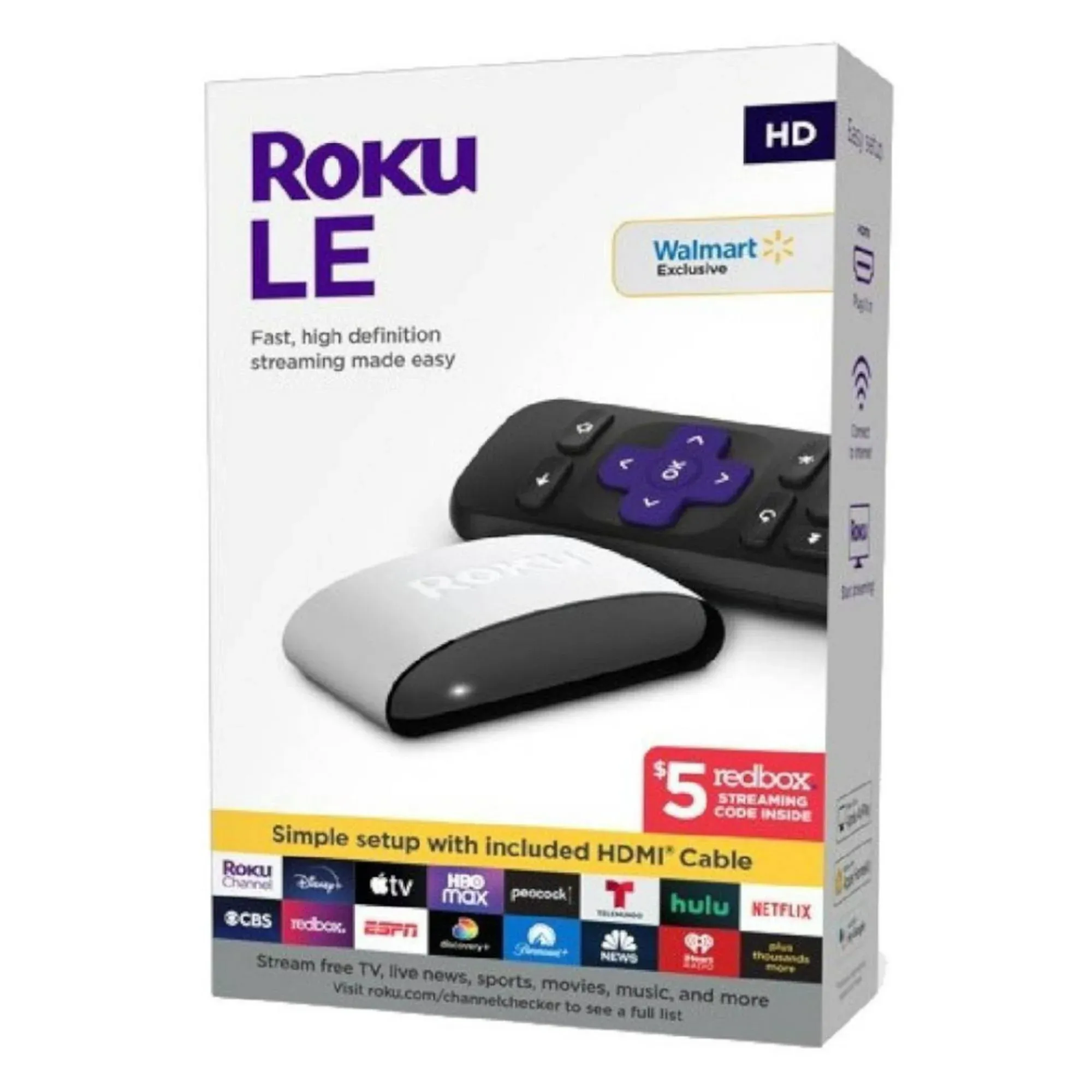 Roku LE HD Streaming Media Player 3930S3 with HDMI Cable and Simple Remote