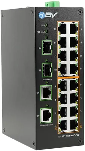 BVTech Industrial DIN Rail PoE Ethernet Switch