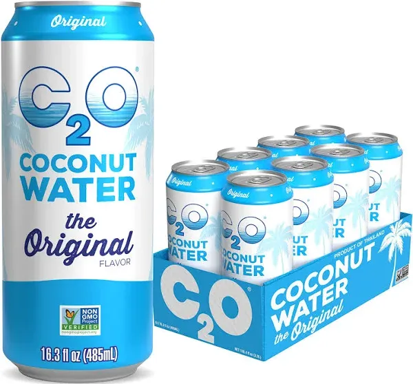 C2O Pure Coconut Water, 16.3 Fluid Ounce Pack of 8