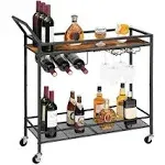 Bar Cart For The Home 2tier Kitchen Cart With Wine Rack And Glass Holder Serving