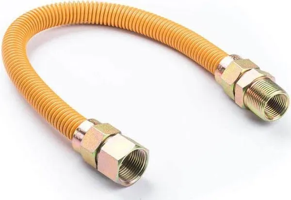 EZ-Fluid 60" Stainless Steel Corrugated Yellow Epoxy Coated 1/2" MIP x 1/2" FIP Gas Flex,Flexible Natural Gas Connector Hose Supply Line For Gas Pipe,Hot Water Heater,Range,Dryer,Stove,Grill (1 Pack)