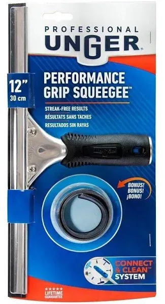 12 in. Performance Grip Squeegee Rubber Blade Window Glass Cleaning Lightweight