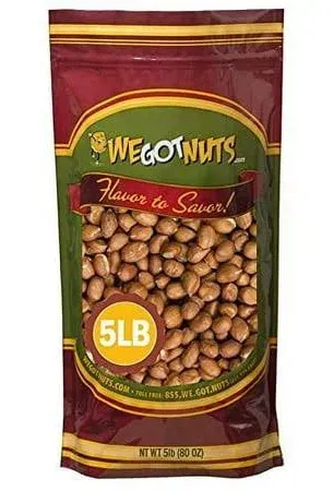 Raw Red skin Peanuts, USA Grown, (Unsalted) 5LB Bag Bulk (80oz) - We Got Nuts