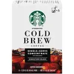 Starbucks Cold Brew Signature Black Single-Serve Coffee Concentrate Pods 6 Count