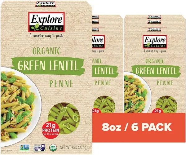 Explore Cuisine Organic Green Lentil Penne (8 oz)