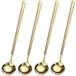 GENRICE 4 Pcs 6.7 Inches Coffee Spoons, Stirring Spoons, Tea Spoons Long Handle, Gold Teaspoons, Gold Spoons, Ice Tea Spoons, Long Spoons for Stirring